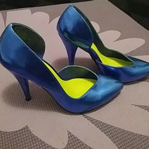 Metallic blue heels